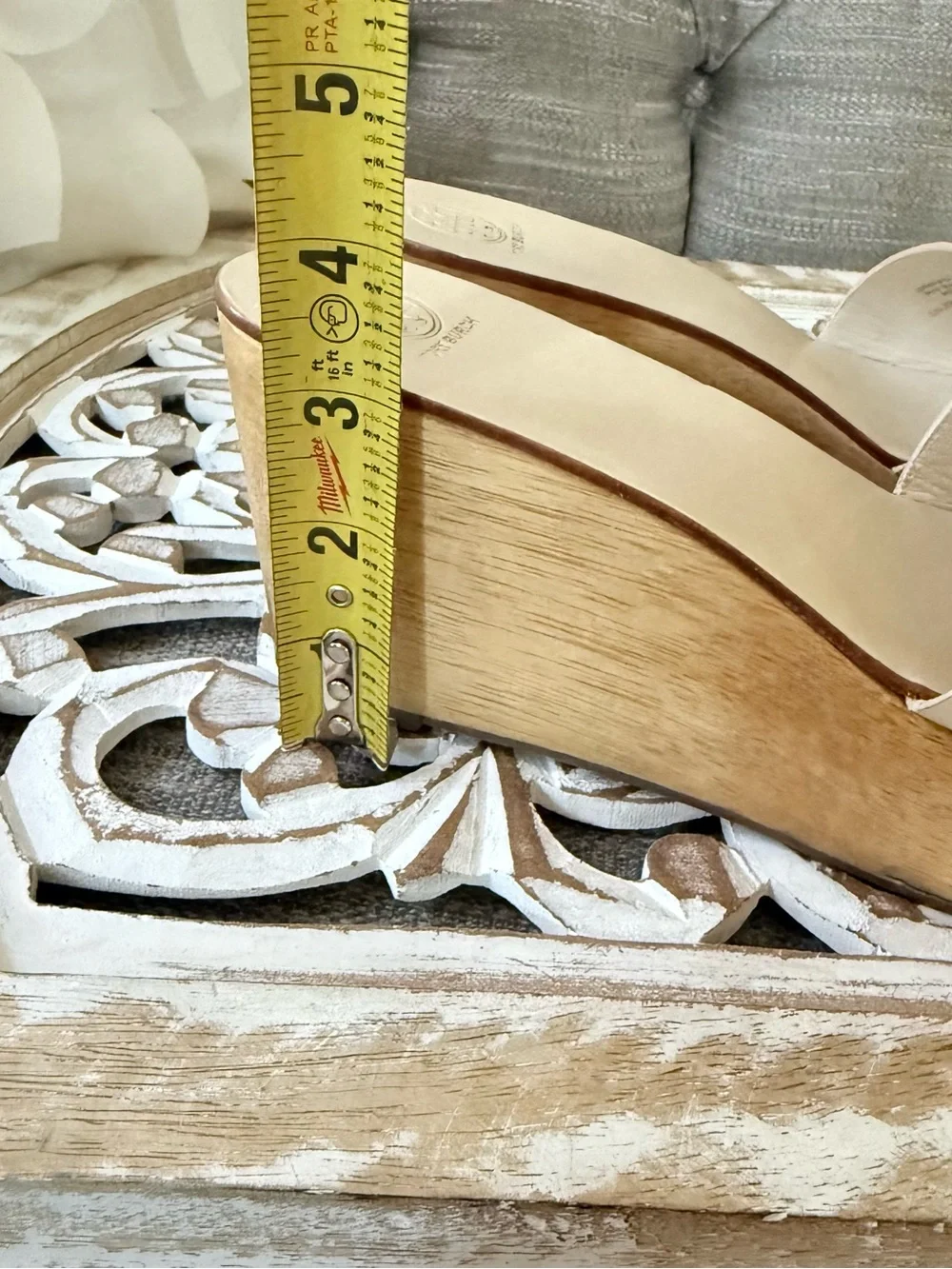 Tory Burch Cream Leather Logo Slide Sandals Shoes Women’s 7.5